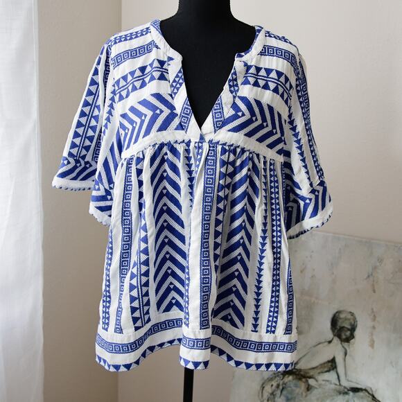 Old Navy Cobalt Blue Short-Sleeve IKAT Tunic size XXL - Picture 1 of 6